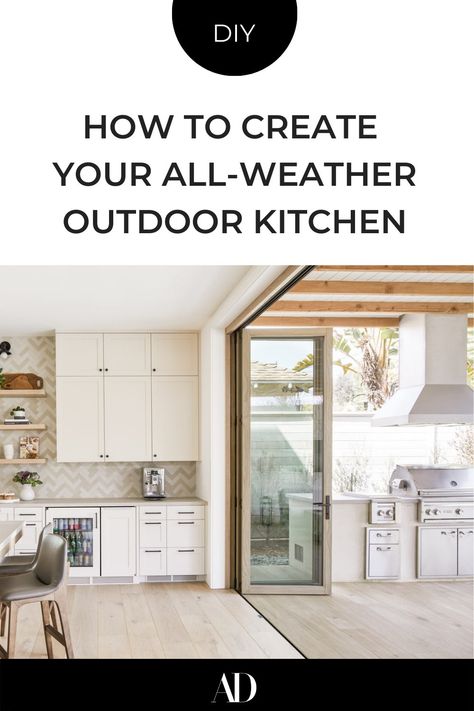 Attached Outdoor Kitchen, Mandy Cheng, Wood Kitchen Design, Kitchen Indoor Outdoor, Modular Outdoor Kitchens, Terrace Kitchen, Beach Patio, Porch Addition, Indoor Outdoor Kitchen