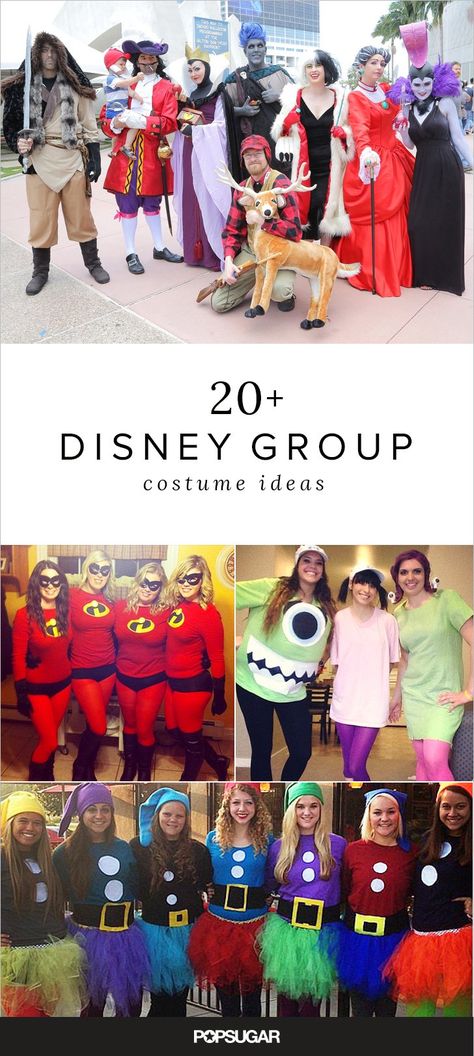 23 Group Disney Costume Ideas For Your Squad Disney Group Costumes, Big Group Of Friends, Disney Costume Ideas, Boys Halloween Costumes Diy, Group Costume Ideas, Office Halloween Costumes, Blonde Halloween Costumes, Gothic Halloween Costumes, Universal Trip