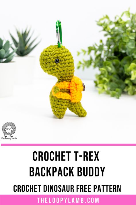 Crochet Dinosaur Keychain, Dinosaur Free Pattern, Crochet T-rex, Crochet Dinosaurs, Amigurumi Dinosaur, Crochet Keychains, Dinosaur Backpack, Animal Amigurumi, Fall Crochet