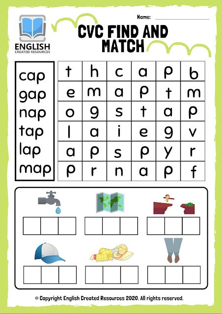 CVC Words Find and Match Worksheets Cvc Find A Word Worksheet, Cvc Find And Match Worksheets, Cvc Worksheets First Grade, Cvc Word Puzzle, Reading Activities For First Grade, English Created Resources, Match Worksheet, Word Puzzles For Kids, Cvc Worksheets