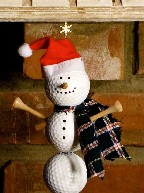 Christmas Golfer! Hey, I found this really awesome Etsy listing at https://www.etsy.com/listing/165212155/golf-ball-snowman-ornament-christmas Golf Crafts, Golf Birthday Gifts, Golf Ball Crafts, Christmas Golf, Snowman Crafts, Snowman Ornaments, Golf Balls, Holiday Activities, Winter Crafts