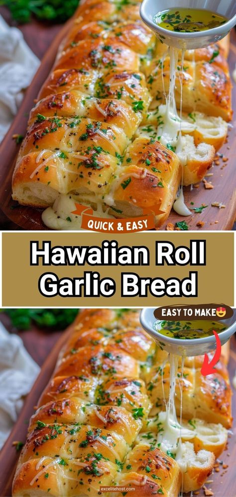 Hawaiian Roll Garlic Bread Hawaiian Roll Bread Recipes, Hawaiian Bread Garlic Bread, Hawaiin Rolls Cheesy Garlic Bread, Hawaiian Cheese Bread, Hawaiian Sweet Rolls Garlic Bread, Cheesy Lunch Ideas, Easy Bread Side Dishes, Garlic Cheese Hawaiian Rolls, Cheesy Hawaiian Rolls