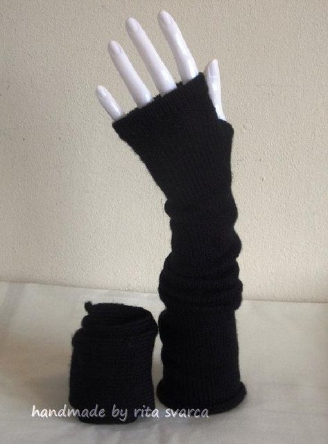 "Handmade knitted ultra long arm warmers. the gloves are 45 cm long. These gloves made from acrylic. Measure the circumference of your flat of the hand slightly below the fingers: S - 17,8 cm - 7 \"; M- 19 cm - 7,5\"; L - 20,3 cm - 8\" . Also if you would like to order matching turban hat or different hat from my shop,just let me know please, I can make it for you. Also I can make the same gloves in different colours, if you interested in that please contact me, I will let you know what colours Crochet Gloves Free Pattern, Crochet Arm Warmers, Knitted Wrist Warmer, Gloves Knitted, Long Fingerless Gloves, Gloves Vintage, Hand Gloves, Fingerless Gloves Knitted, Crochet Gloves