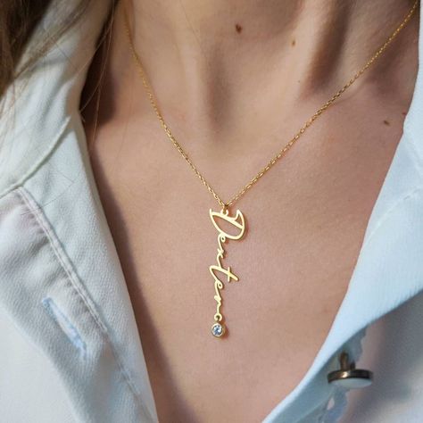 Name Necklaces Gold, Name Pendent Designs, Name Pendant Gold, Name Gold Necklace, Necklace Name Design, Custom Handwriting Jewelry, Bracelets Collection, Handwriting Necklace, Name Necklace Gold