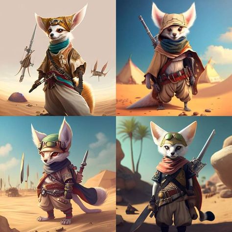 Fennec fox warrior desert Fennec Fox Character Design, Fennec Fox Oc, Fox Warrior, Creature Ideas, Fox Character, Desert Land, Desert Fox, Fennec Fox, Fox Art