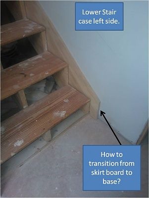 How To Install Stair Skirt Board, Stairway Skirt Board, Stair Skirt Board, Stair Skirt, Townhouse Remodel, Stairs Skirting, Stairs Trim, Top Of Stairs, Baseboard Trim