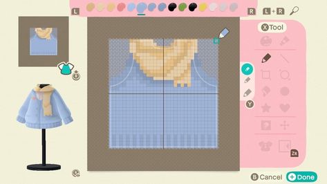 ACNH = Animal Crossing New Heaf — hi! would you perhaps share the pattern of your... Animal Crossing Cardigan Design Grid, Animal Crossing Clothes Pattern Design Grid, Animal Crossing Sweater Design Grid, Acnh Grid Design Clothes, Acnh Pixel Patterns Clothes, Animal Crossing Clothing Designs Grid, Animal Crossing Grid Design, Animal Crossing Clothes Pattern Grid, Animal Crossing Outfits Design Grid