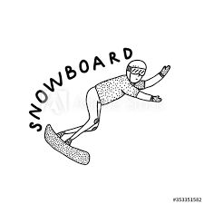 Black line art with snowboarder.Hand drawn illustration with an adult snowboarding and a word "Snowboard" isolated on white background.Funny doodle style design for print,poster,banner,social media - Buy this stock vector and explore Snowboard Doodle, Snowboard Drawing, Background Funny, Black Line Art, Doodle Style, Poster Banner, Media Buying, Funny Doodles, Hand Drawn Illustration