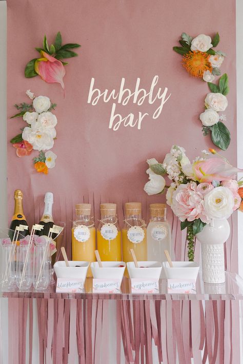 Wedding Shower Brunch Decorations, Wedding Shower Brunch, Brunch Party Decorations, Prosecco Bar, Bridesmaid Brunch, Bohemian Bridal Shower, Brunch Decor, Bridal Shower Inspo, Bubbly Bar