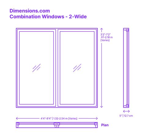 The 2-Wide combination window is an attractive design that presents a single horizontal row of two vertical panels, creating a visually appealing display. This two-panel-wide arrangement balances form and function, allowing generous natural light entry and delivering clear, unobstructed views. Downloads online #windows #buildings #construction Types Of Windows Architecture, Autocad Layout, Sliding Window Design, Horizontal Sliding Windows, Window Structure, Models Architecture, Small House Blueprints, Window Dimensions, Shop Drawing