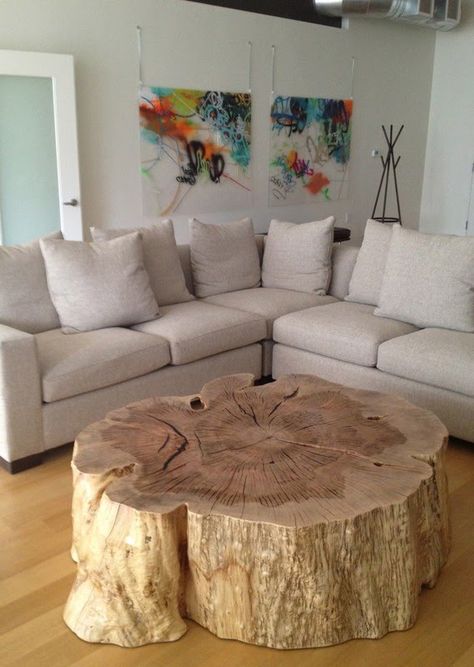 Mebel Antik, Stump Coffee Table, Stump Table, Wood Stumps, Log Furniture, Table Designs, Tree Stump, Wooden Table, Tiny Homes