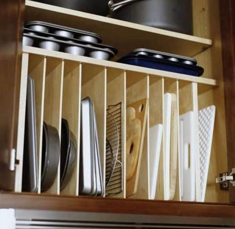 Baking Sheet Storage, Pan Storage Ideas, Baking Pan Storage, Baking Pans Storage, Baking Pans Organization, Baking Organization, Floor Cabinets, Baking Storage, House Pantry