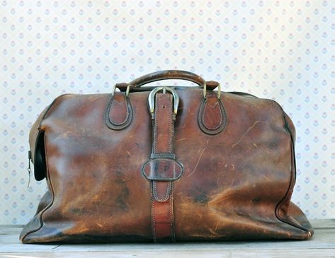 Vintage Distressed Leather Travel Bag from You're Welcome Soft Floor, Leather Duffel Bag, Leather Duffel, Leather Weekender, Leather Travel Bag, Denim Pocket, Vintage Leather Bag, Baby Christmas, Bag Boys