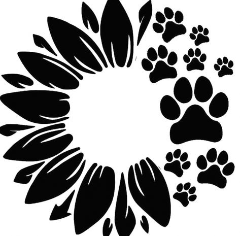 Sunflower Paw Print Decal What you get: - vinyl decal I do custom tumblers! If you would like this design on a custom glitter epoxy tumbler send me a message! #sunflowertattoos #tattooideas Paw Print Svg Free, Sunflower Paw Print, Paw Print Decal, Paw Print Svg, Vinyle Cricut, Idee Cricut, Cricut Stencils, صفحات التلوين, Image Svg