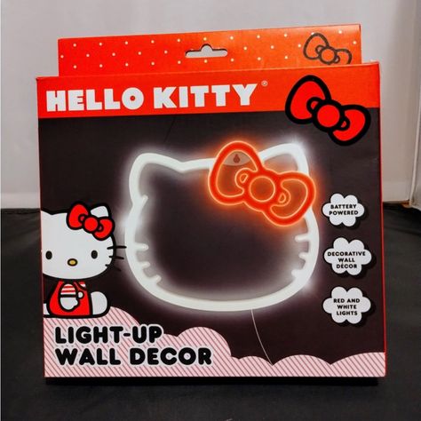 Hello Kitty Light Up Wall Decor Brand New In Box Makes A Great Christmas Gift Battery Operated Decorative Wall Decor Red And White Lights Hello Kitty Wall Decor, Light Up Wall Decor, Pink Neon Lights, Hello Kitty Decorations, Hello Kitty Bedroom, Hello Kitty Rooms, Wall Decor Lights, Hello Kitty Accessories, Hello Kitty Halloween