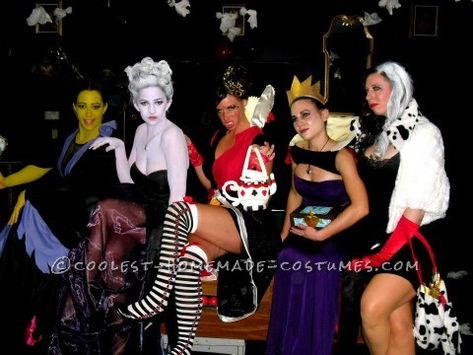 The Concept: Females are complex creatures, our varying emotions are deep and honest, and we act from our hearts. We protect who we love with out regret, and you can never love anyone if you do not love yourself. No matter how sweet of a soul you are, if you are a lady, you have ... Read more The post Fantastic Female Disney Villains Group Costume appeared first on Coolest Homemade Costumes. Villains Group Costume, Female Disney Villains, Disney Costumes For Girls, Villains Costumes, Kostum Disney, Disney Villain Costumes, Holiday Boards, Disney Costumes Diy, Diy Group Halloween Costumes