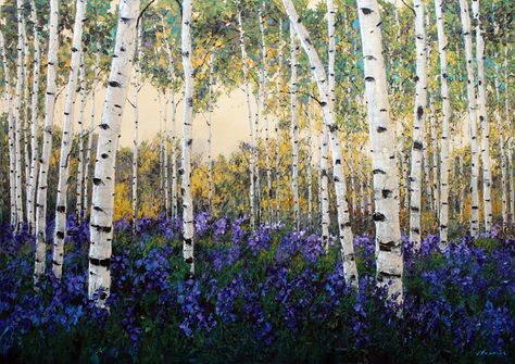 Spring Romance, Aspen Paintings Birch Trees Art by Jennifer Vranes JensArt Birch Trees Art, Birch Garden, Aspen Landscaping, Jo Wood, Birches Painting, 숲 사진, Spring Romance, Palette Painting, Aspen Art