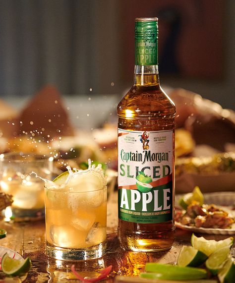 This Apple-Infused Spiced Rum is the Perfect Holiday Sip Captain Morgan Apple Drinks, Captain Morgan Spiced Apple Drinks, Spiced Rum Drinks, Sliced Apple, Banana Rum, Flavored Rum, Apple Drinks, Rum Recipes, Pineapple Rum