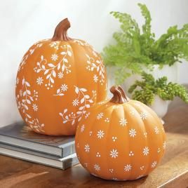 Pumpkin Decorations - Indoor/Outdoor Halloween Pumpkins | Grandin Road Creative Pumpkin Painting, Halloween Pumpkin Designs, Pumpkin Door Hanger, Pumpkin Door, Creative Pumpkins, Faux Pumpkins, Pumpkin Art, Pumpkin Painting, Grandin Road