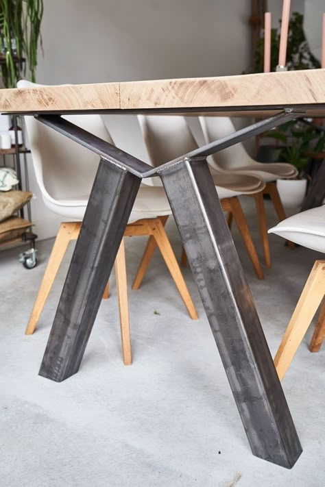 Table Legs Meja Industrial, Steel Frame Furniture, Modern Table Legs, Industrial Table Legs, Iron Table Legs, Welded Furniture, Wood Table Design, Steel Table Legs, Industrial Design Furniture