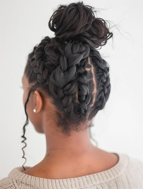 Knot Bun Black Women, 8 Braids Hairstyle, Four Braids Hairstyles Black, Wedd Hairstyles, Top Knot Bun Black Women, Four Braids Hairstyles, 4a Hairstyles, Black Hairstyles For Round Faces, Mixed Hairstyles