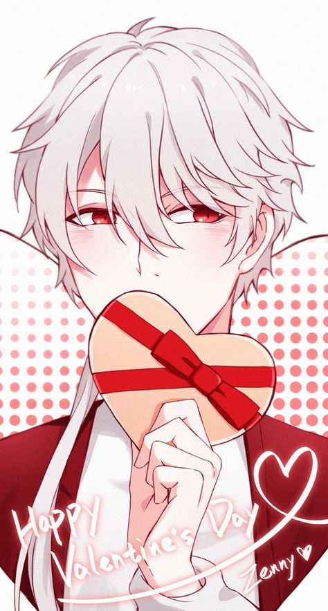 Anime Valentines Art, Valentines Anime, Mystic Messenger Characters, Mystic Messenger Fanart, Wallpaper Animes, Valentines For Boys, Mystic Messenger, Art Poses