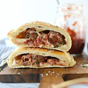 Italian Meatball Calzones - Simply Scratch Spaghetti Calzone, Meatball Calzone, Italian Meatball, Meatball Sandwich, Ground Sirloin, Fontina Cheese, Seasoned Bread Crumbs, Hot Italian Sausage, Italian Meatballs