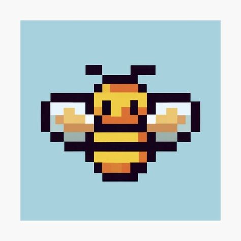 Cute Bee Pixel Art Photographic Print Bee Pixel Art, Anime Pixel Art Grid, Anime Pixel, Cottagecore Art, Pixel Art Background, Pixel Characters, Easy Pixel Art, Pixel Art Characters, Pixel Art Grid