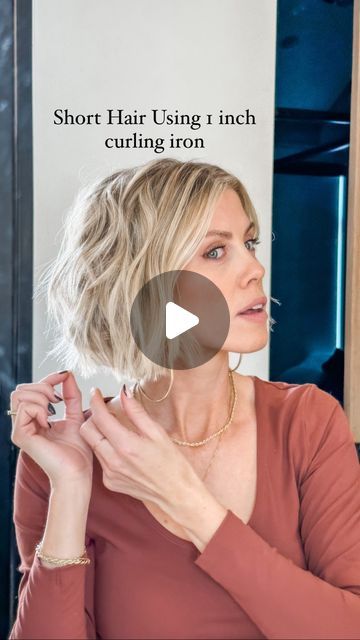 Hair Curl For Short Hair, Curls In Short Hair Bobs, How To Clip Up Short Hair, Jocelyn Mcclellan Hair Short, Curling Short Bob, Curling Bob Hair Tutorials, How To Curl Thick Hair, How To Style Short Hair Bob, Curling Fine Hair