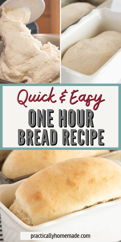 This Quick and Easy One Hour Bread Recipe is so simple to make and so delicious that you’ll never want to buy store bought bread again! This bread is perfect for sandwiches, toast, or anything in between. It tastes phenomenal and the texture is amazing, so you’ve got to give this bread a try today! Quick Bread Dough, Easy And Quick Bread Recipes, Best Easy Bread Recipe, How To Make Sliced Bread, Quick Baked Bread, Bread With Fast Rising Yeast, Fast Loaf Of Bread, Easy Fresh Bread Recipes, 1 Hr Bread