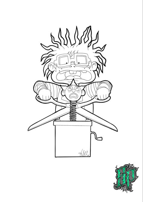 Chucky Tattoo Stencil Outline, Chucky Rugrats Tattoo, Chucky Tattoo Stencil, Rugrats Tattoo, Reptar Rugrats, Cartoon Flash, Sketch Diary, Chucky Tattoo, Elephant Painting Canvas