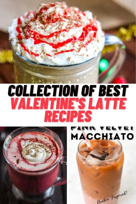 Valentine Latte Ideas #Coffee #Latte #ValentinesDay #Valentines #LatteRecipes #CoffeeRecipes Valentines Drinks Coffee, Valentines Latte Drinks, Valentine’s Day Latte Ideas, February Coffee Drinks, Coffee Shop Valentine Ideas, Valentines Day Coffee Drinks, Valentines Coffee Drinks, Latte Flavor Ideas, Spring Coffee Drinks