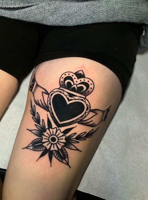 Apprenticeship Portfolio, Irish Claddagh Tattoo, Romantic Tattoos, Claddagh Tattoo, Female Tattoo Designs, Romantic Tattoo, Irish Tattoos, Upper Arm Tattoos, Sweet Tattoos