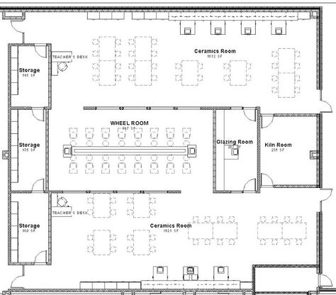 3D Suite Ceramic Studio Floor Plan, Pottery Studio Architecture Plan, Pottery Studio Plan, Pottery Studio Layout Plan, Pottery Studio Floor Plan, Class Plan Architecture, Pottery Workshop Studios, Pottery Workshop Design, Pyop Studio Design