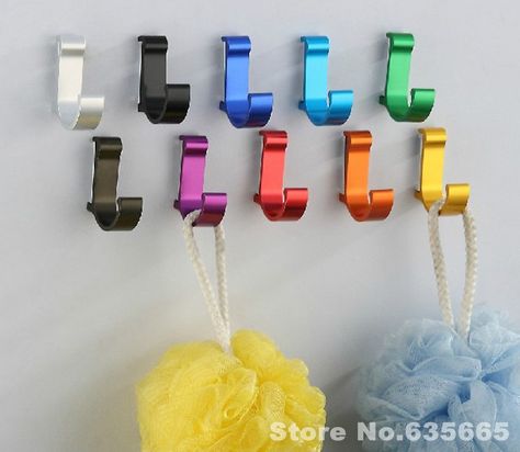 Aluminum Alloy Modern Color Kitchen Door Rear Coat Hooks Wall Bathroom Clothes Hook Metal Fitting Sanitary Hardware Accessories-in Robe Hooks from Home & Garden on Aliexpress.com | Alibaba Group Hooks For Towels, Metal Wall Hooks, Wall Hook Rack, Colors Wall, Wall Mounted Hooks, Decorative Wall Hooks, Bathroom Themes, Clothes Hooks, Robe Hook