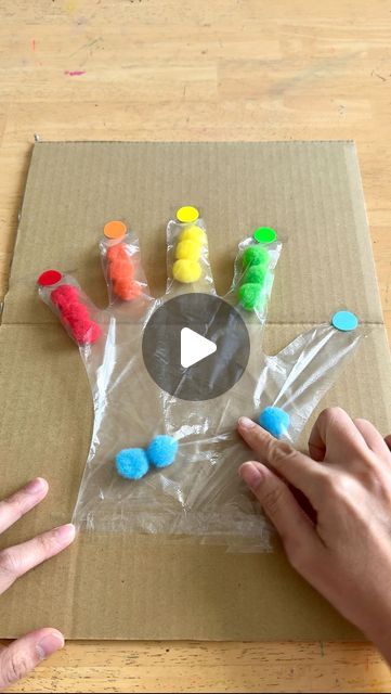 Fynn Sor | Happy Tot Shelf | Hone your little one’s fine motor skills and colour sorting skills with this Pompom Sorting Glove!  #Setting up takes just 5 minutes an... | Instagram Pool Noodle Crafts, Color Sorting Activities, Maluchy Montessori, Preschool Fine Motor Activities, Fine Motor Activities For Kids, Inexpensive Crafts, Preschool Fine Motor, Fine Motor Skills Activities, Motor Skills Activities