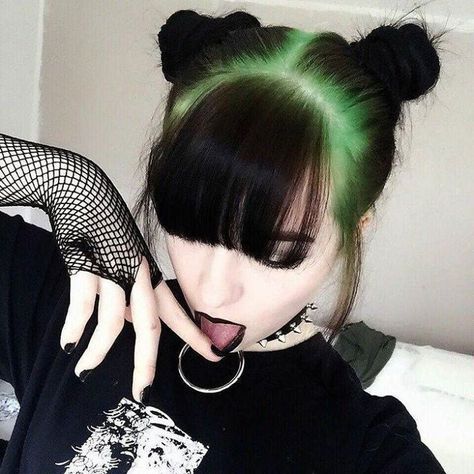 3rd next time w dark blue n pink Green Hair, Black Hair, Stockings, Funny, Green, Hair, Black