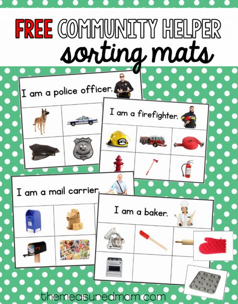 This free community helpers sorting activity is so much fun!  It would be great to use with a community helpers theme in preschool or kindergarten. Prek Community Helpers, Community Helpers Week, Community Helper Lesson, Community Helpers Kindergarten, Preschool Social Studies, Community Helpers Activities, Community Helpers Preschool Activities, School Diy Ideas, Community Helpers Unit