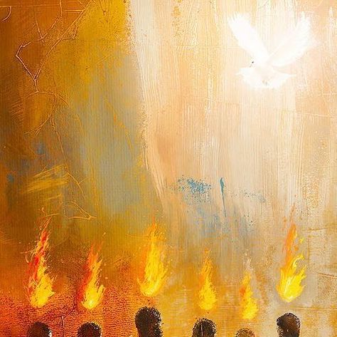 Holy Spirit Painting, Pentecost Day, Holy Spirit Images, Holy Spirit Art, Spirit Of Discernment, Kevin Carden, Come Holy Spirit, Christian Background Images, Pentecost Sunday