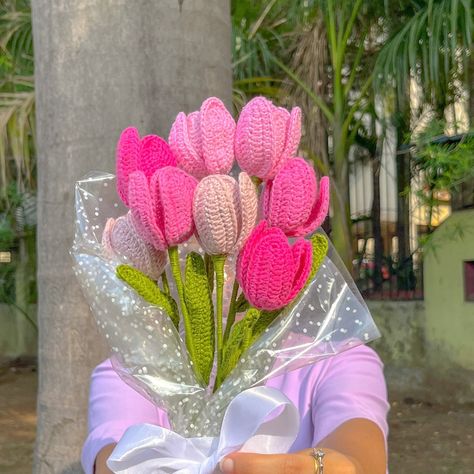 Hey y’all! Just finished crocheting some tulips and I gotta say, they’re too cute to handle! The colorful yarn and delicate petals make for the perfect spring decor. Who’s with me on this?🌷🌷 . . . . #crochet #tulips #flowers #springvibes #DIY #crochetaddict #crochetedflowers #foreverblooming #neverfading #handmadewithlove #crochet #crocheted #crochetinspiration #crochetersofinstagram #crochetlover #crochetaddict #crocheted #crochetflower #fyp #foryou #trendingreels #viralvideos #reelsindia #... Crochet Flowers Tulip, Crocheted Tulips Bouquet, Crochet Flowers Bouquet Tulips, Pastel Crochet Bouquet, Too Cute To Handle, Pink Tulip Crochet Bouquet, Crochet Lovers, Spring Vibes, Tulips Flowers