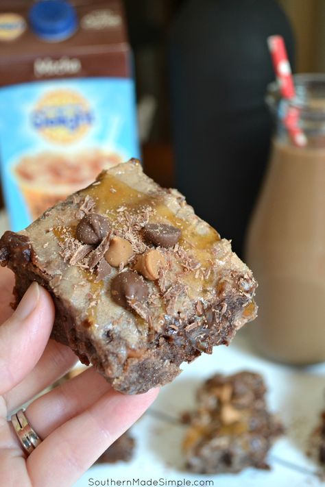 Mocha Fudge Brownies with Creamed Coffee and Caramel Drizzle - these little squares of Heaven are to die for! And I didn't even have to go to a specialty coffee shop to get them! #FoundMyDelight #ad @walmart Fudge Rounds, International Delight Iced Coffee, Mocha Fudge, Ice Caramel Macchiato, Speciality Coffee Shop, Caramel Drizzle, Creamy Coffee, Blondie Brownies, Homemade Fudge