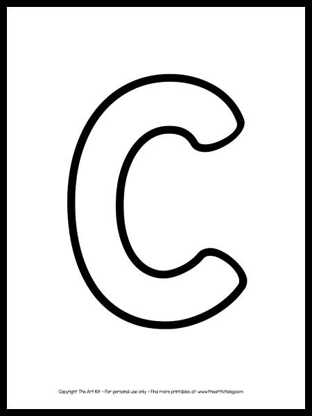 Uppercase Letter C Outline Printable FREE - The Art Kit Letter C Template, Letter C Clipart, Letter C Art, Letter C Printable, 2023 Clipart, Letter C Crafts, English Activity, Alphabet Animals, Coloring Letters