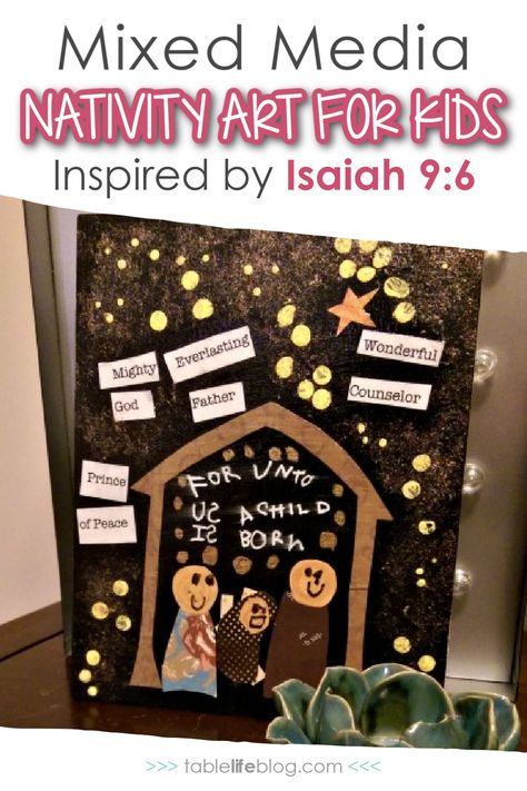 Add some art to your Christmas learning plans with this mixed media nativity art project inspired by Isaiah 9:6. Nativity Art Projects For Elementary, Nativity Painting For Kids, Nativity Art Projects, Advent Art Projects, December Themes, December Preschool, Advent Art, Nativity Art, Art Ideas For Kids