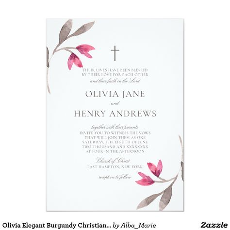 Olivia Elegant Burgundy Christian Wedding Invitation Christian Wedding Invitation, Catholic Wedding Invitations, Christian Wedding Cards, Christian Wedding Ceremony, Christian Wedding Invitations, Cross Wedding, Marriage Invitation Card, Engagement Invitation Cards, Addressing Wedding Invitations