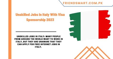 Unskilled Jobs In Italy: Many people from around the world want to work in Italy, but they are unaware that they can apply for free internet jobs in Italy. Thus, I’m here with this essay to explain how to apply for unskilled jobs in Italy and what benefits you can receive if you find employment … Jobs In Italy, Scholarships 2023, Internet Jobs, Online Application Form, Free Internet, Online Application, Job Offer, How Do I Get, Many People