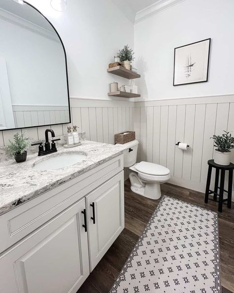 Shiplap Bathroom Wall, Shiplap Bathroom, Bathroom Inspiration Decor, Bathroom Wallpaper, Ship Lap Walls, White Bathroom, Modern Bathroom Design, Bathroom Makeover, Bathroom Inspiration