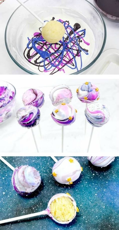 Galaxy Cake Pops, Star Wars Theme Party, Galaxy Party, Fest Mad, Cakes To Make, Galaxy Cake, Babyshower Party, Outer Space Party, Cake Pops How To Make