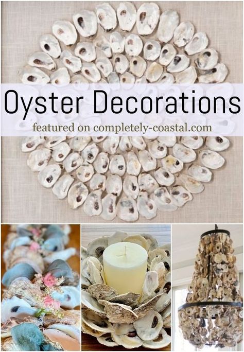 Oyster Decorations | Shop Oyster Shell Decor & Get DIY Craft Ideas Oyster Shells Diy Projects, Large Oyster Shell Decor, Oyster Home Decor, Oyster Shell Angels Diy, Oyster Shell Pineapple Diy, Things To Make With Oyster Shells, Oyster Shell Candles, What To Do With Oyster Shells, How To Make Oyster Shell Wine Stoppers