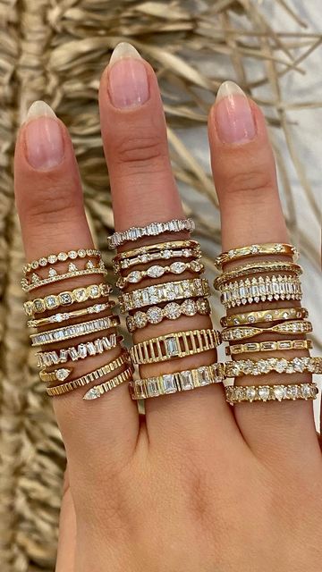 Kasia Jewelry on Instagram: "Celebrate the special moments with an equally special piece. Which band are you adding to your stack?" Ring Stacking Ideas Mixed Metals, Stacked Jewelry Rings, Ring Stacking Ideas, Kasia Jewelry, Jewellery Stack, Skincare Lifestyle, Girly Bracelets, Bridal Jewellery Inspiration, Ring Stacks