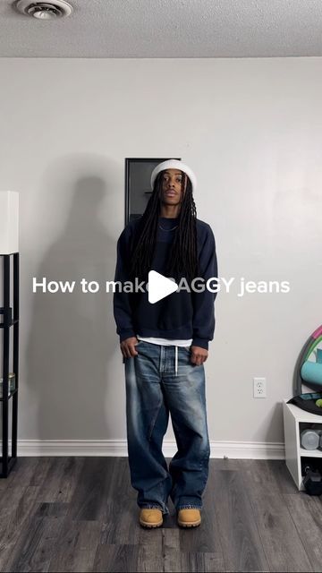 Really Baggy Jeans Outfit, How To Make Baggy Jeans, Diy Baggy Jeans, Fashion Baggy Clothes, Baggy Jeans Outfit Men, Black Baggy Jeans Outfit, Tomboy Clothes, Outfits With Baggy Jeans, Jeans Tutorial